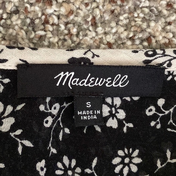 ⚡️$10⚡️Madewell | Black/White Branch Floral Mix Meadow Cotton Blouse Sz Small - Picture 10 of 14